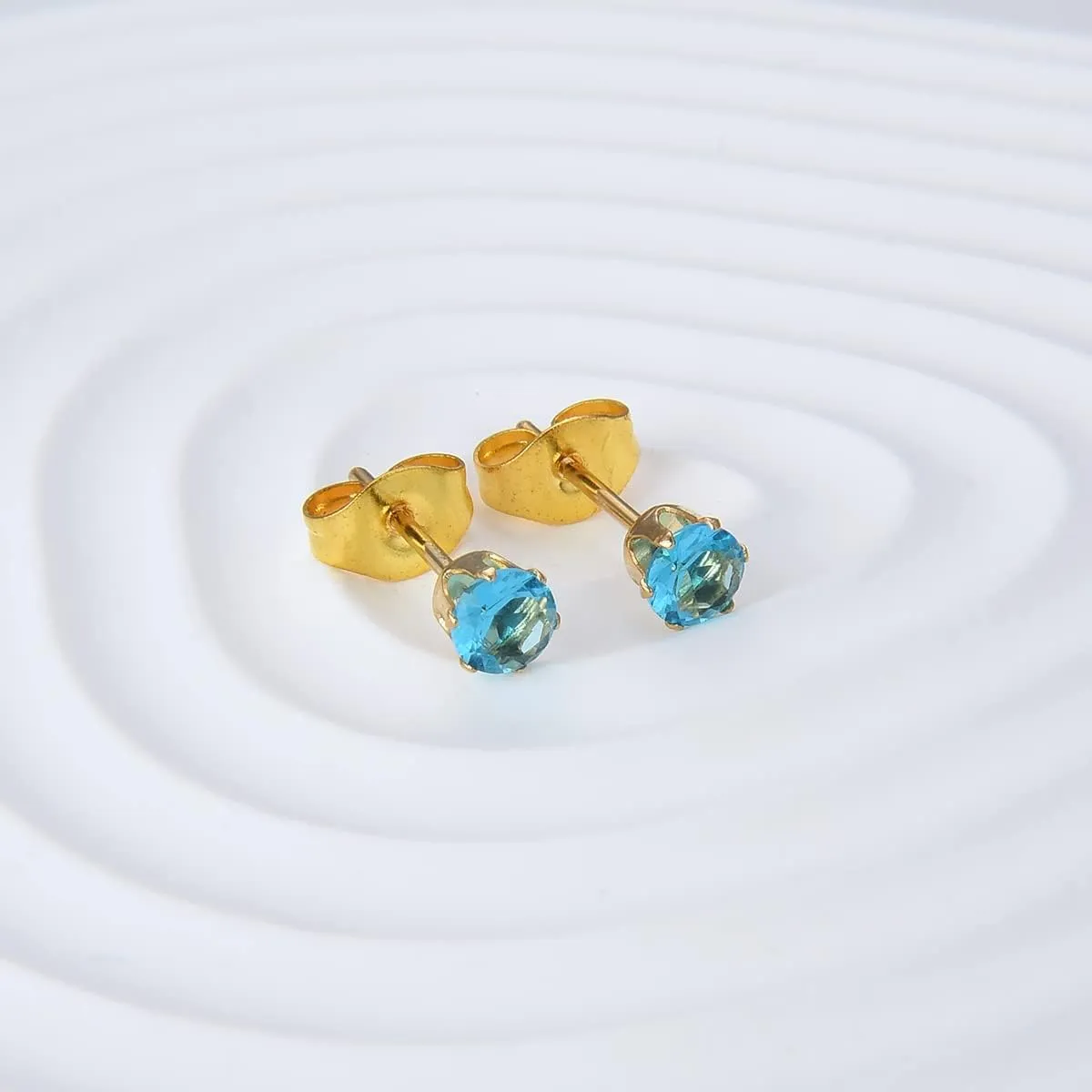 12 Pairs 18K Gold Plated Surgical Stainless Steel Stud Earring, Cubic Zirconia CZ Stud Earrings for Women, Multicolor Birthstone Stud Earrings Set