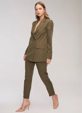 13754 Khaki Ankle Grazer Tencel Pants