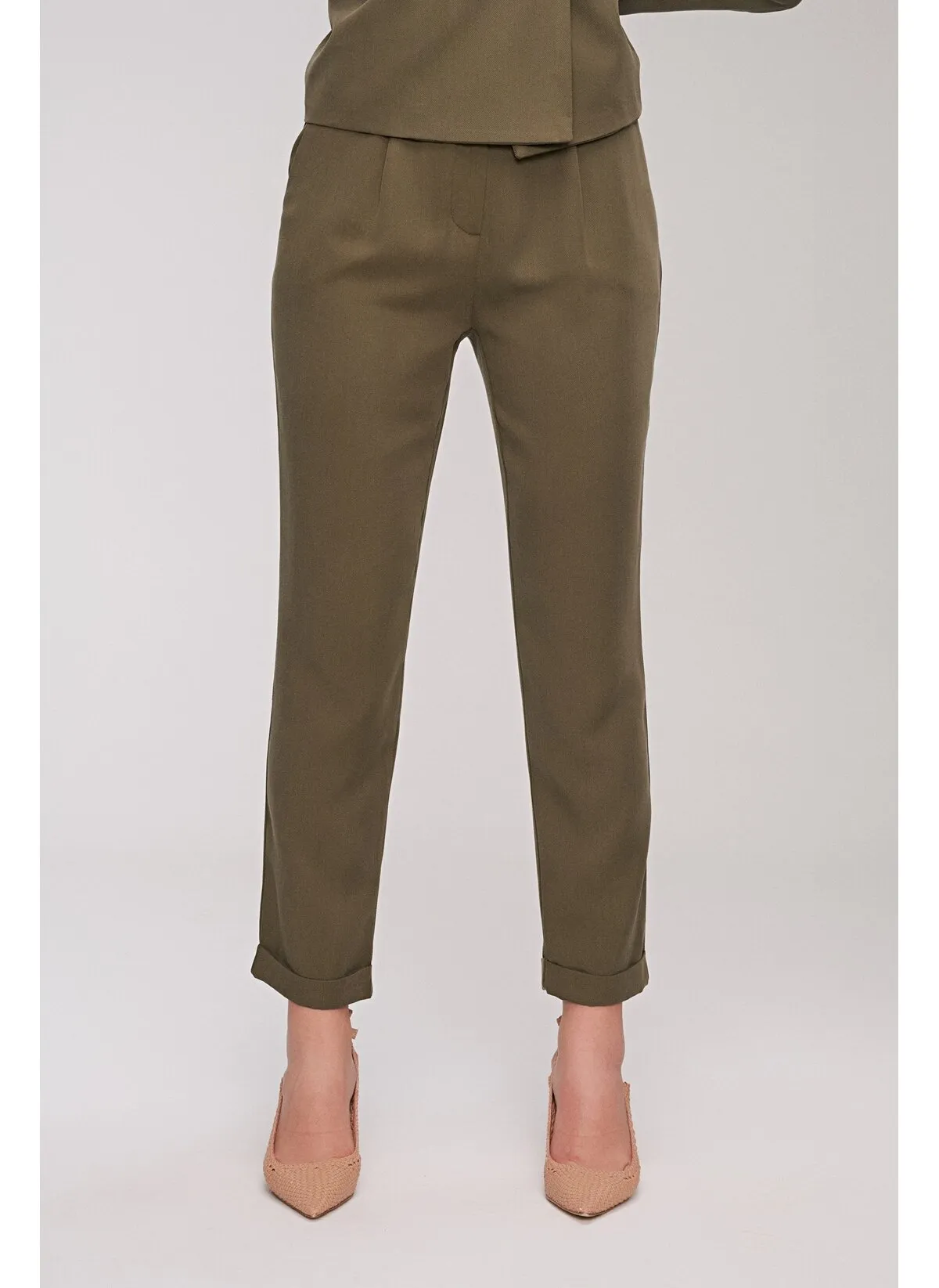 13754 Khaki Ankle Grazer Tencel Pants