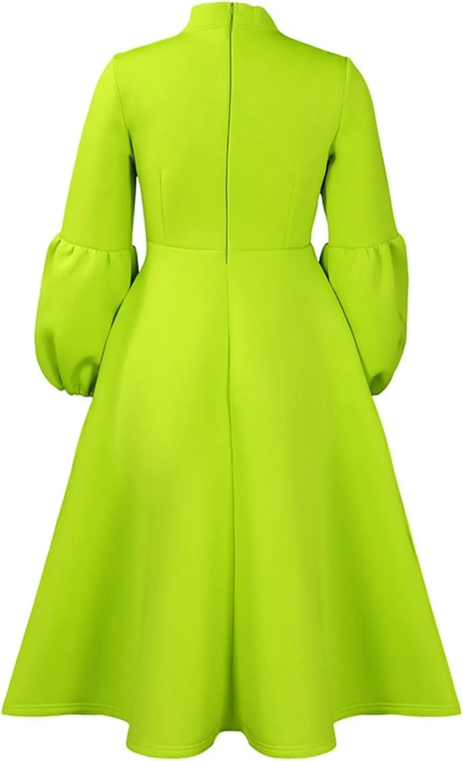 2025 Women's Bow Tie Neck Lantern Sleeve High Waist A-Line Long Dress, Casual Church Dresses with Pockets