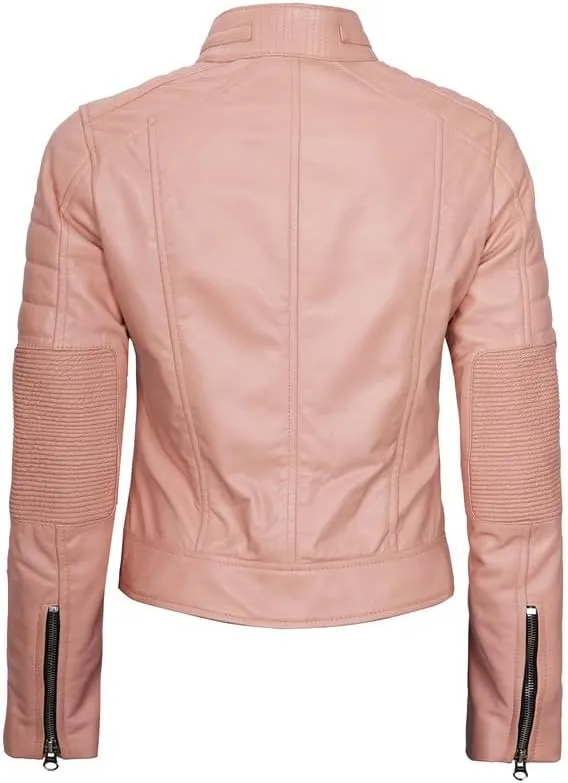 Blingsoul Cafe Racer Leather Jacket Womens - Real Lambskin Leather Jackets for Women