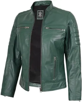 Blingsoul Cafe Racer Leather Jacket Womens - Real Lambskin Leather Jackets for Women