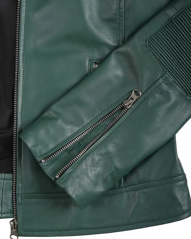 Blingsoul Cafe Racer Leather Jacket Womens - Real Lambskin Leather Jackets for Women