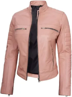 Blingsoul Cafe Racer Leather Jacket Womens - Real Lambskin Leather Jackets for Women
