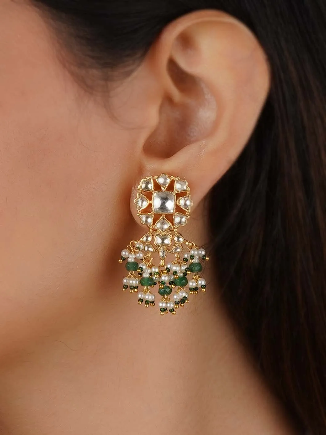 Gold Plated Jadau Kundan Necklace Set - MS2215