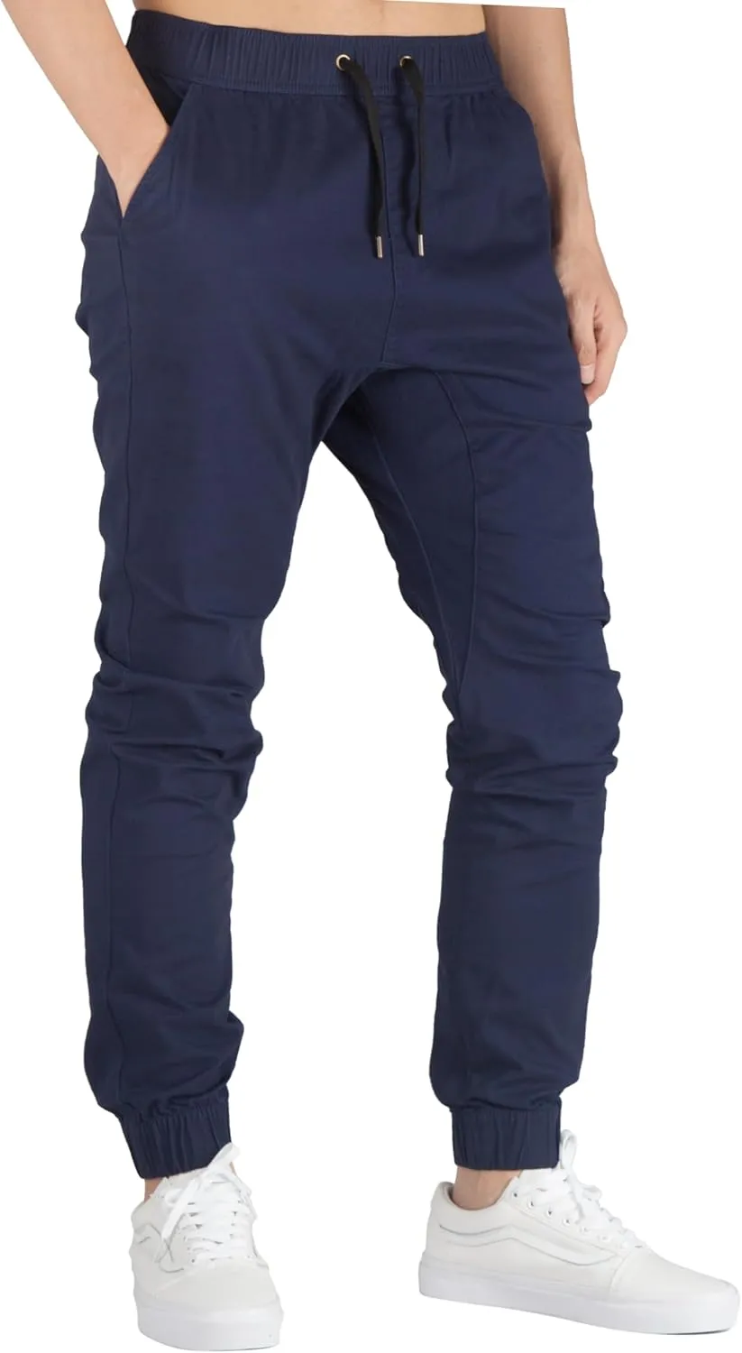 ITALYMORN Khaki Chino Joggers for Men Twill Stretch Casual Pants with Pockets