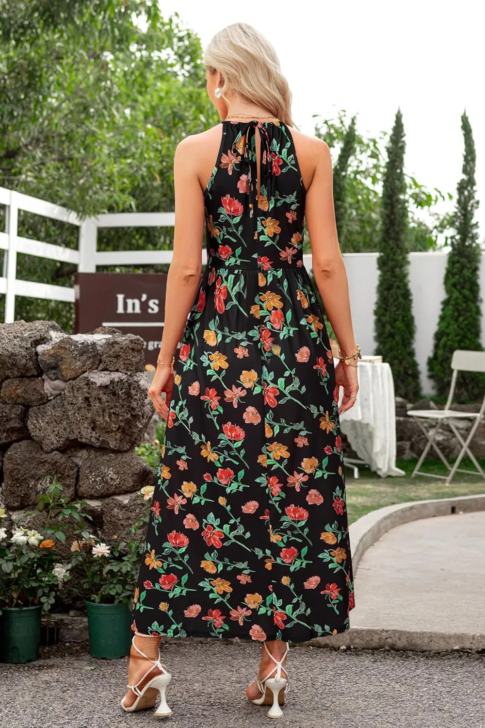 KILIG Women's Summer Maxi Dress 2025 Casual Sleeveless Split Floral Sundress Beach Vacation Flowy Long Dresses