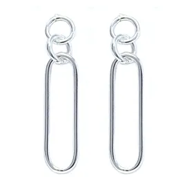 Linked Circle & Oval Stud Earrings Sterling Silver