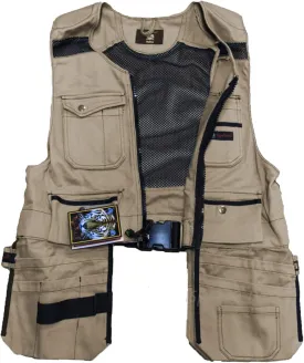 Men Work Vest Pockets Utility Vest Tool Pockets Pro (Large, Khaki)