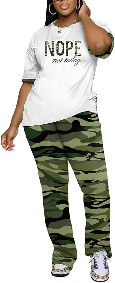PINSV Women 2 Piece Outfits Short Sleeve Top and Flare Pants Lounge Sets Tracksuit