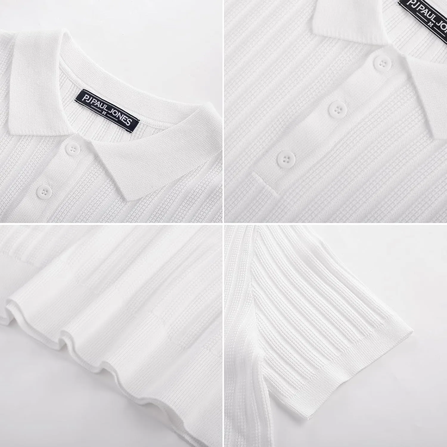 PJ PAUL JONES Mens Knit Polo Shirt Short Sleeve Textured Polo Shirts Casual Summer Collared Polo T Shirt