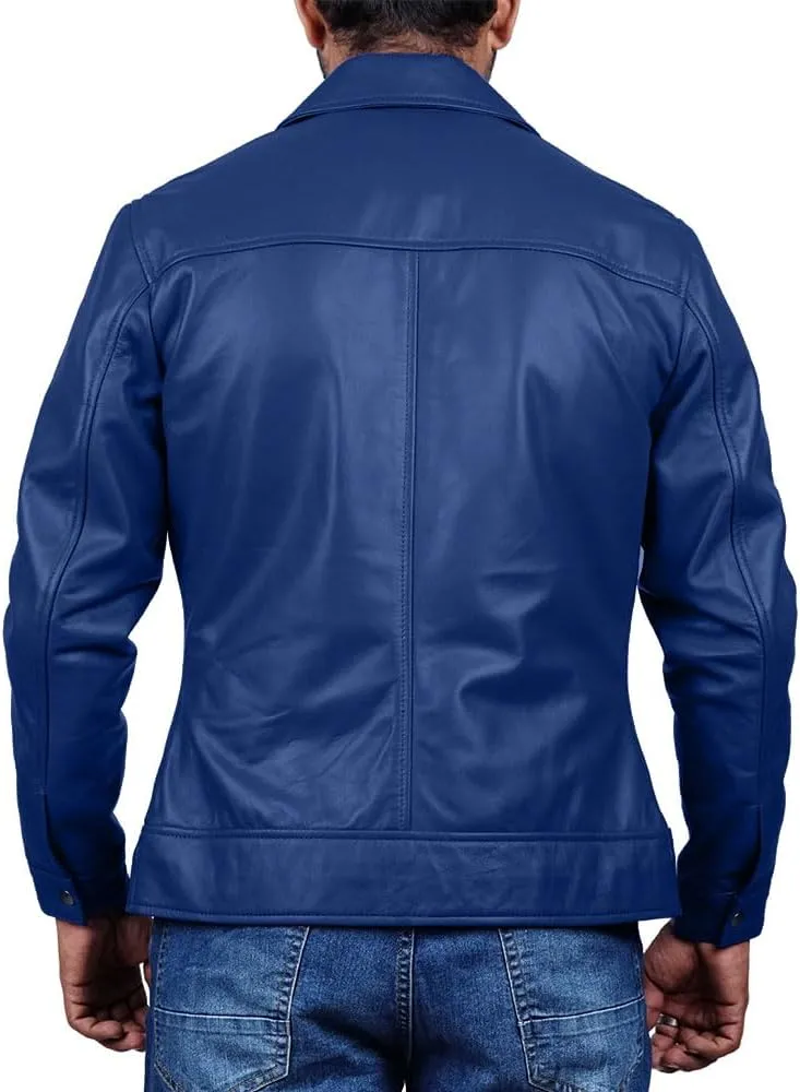 Polo Collar Premium Leather Jacket Men Old School Classic Style Everyday Wear Lambskin Mens Leather Jacket