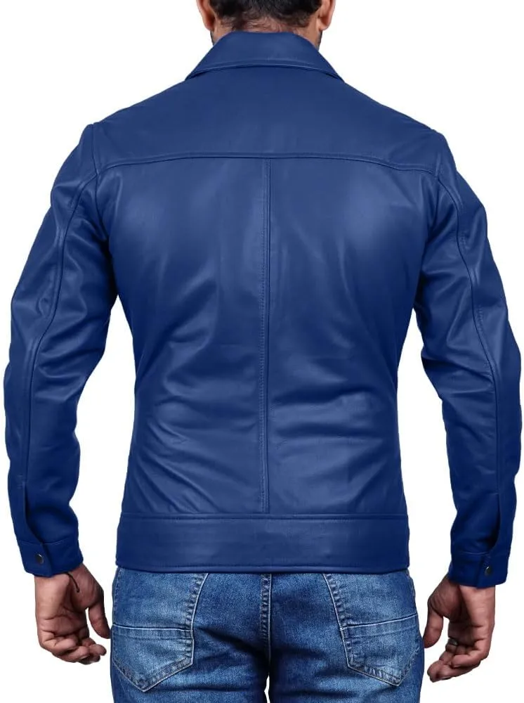 Polo Collar Premium Leather Jacket Men Old School Classic Style Everyday Wear Lambskin Mens Leather Jacket
