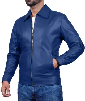 Polo Collar Premium Leather Jacket Men Old School Classic Style Everyday Wear Lambskin Mens Leather Jacket