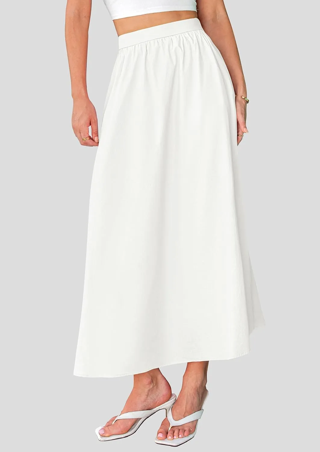 PRETTYGARDEN Women's Maxi Skirts 2025 Summer Trendy Ruffle High Waisted Casual Long Flowy Skirt with Pockets
