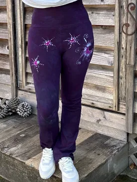 Purple Passion Moonflower Stars Stretchy Yoga Pants Size Small - Medium