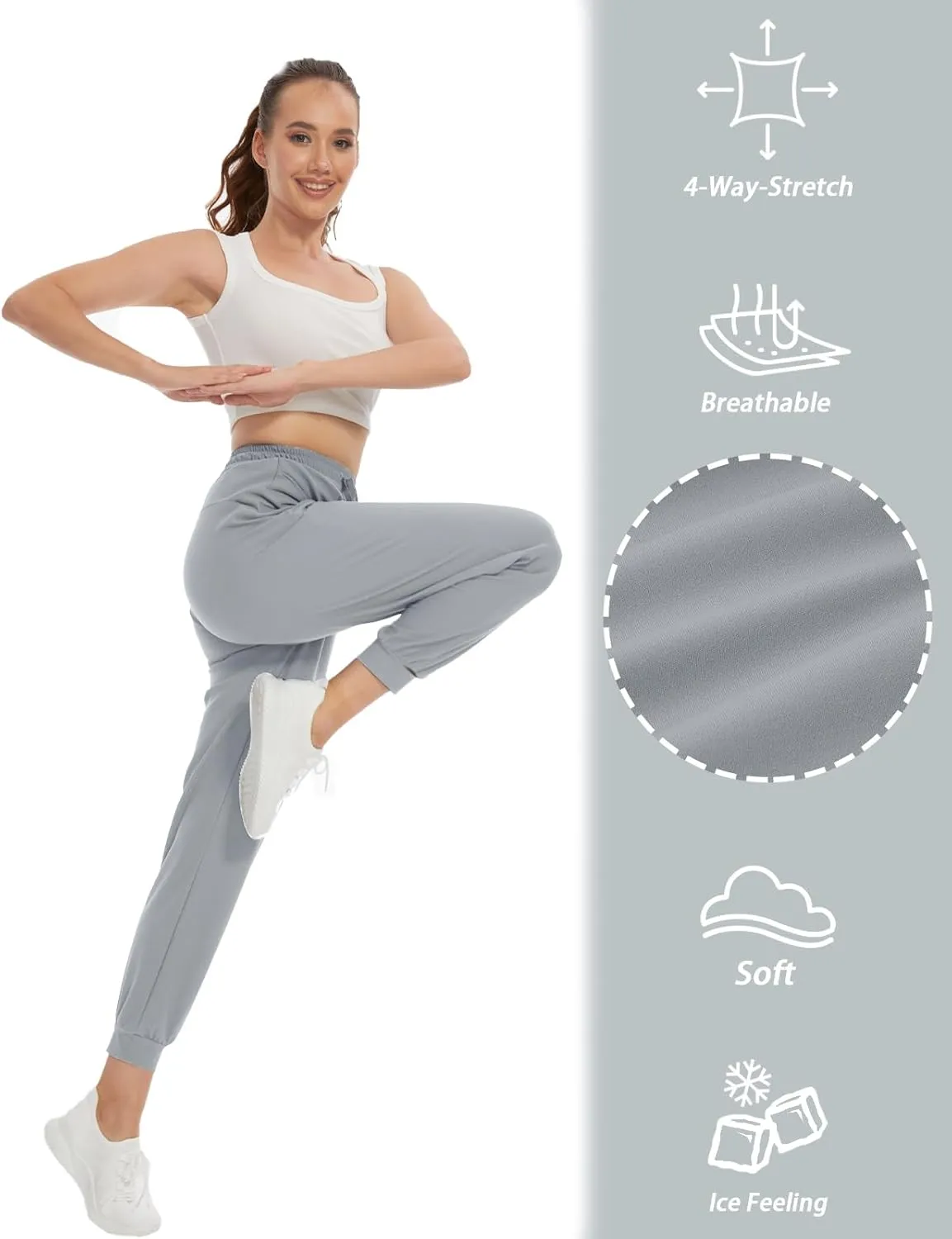 SEVEGO Women's 30"/32"/34"/36" Tall Inseam Joggers Lightweight Sweatpants Zipper Pockets Athletic Workout Lounge Pants