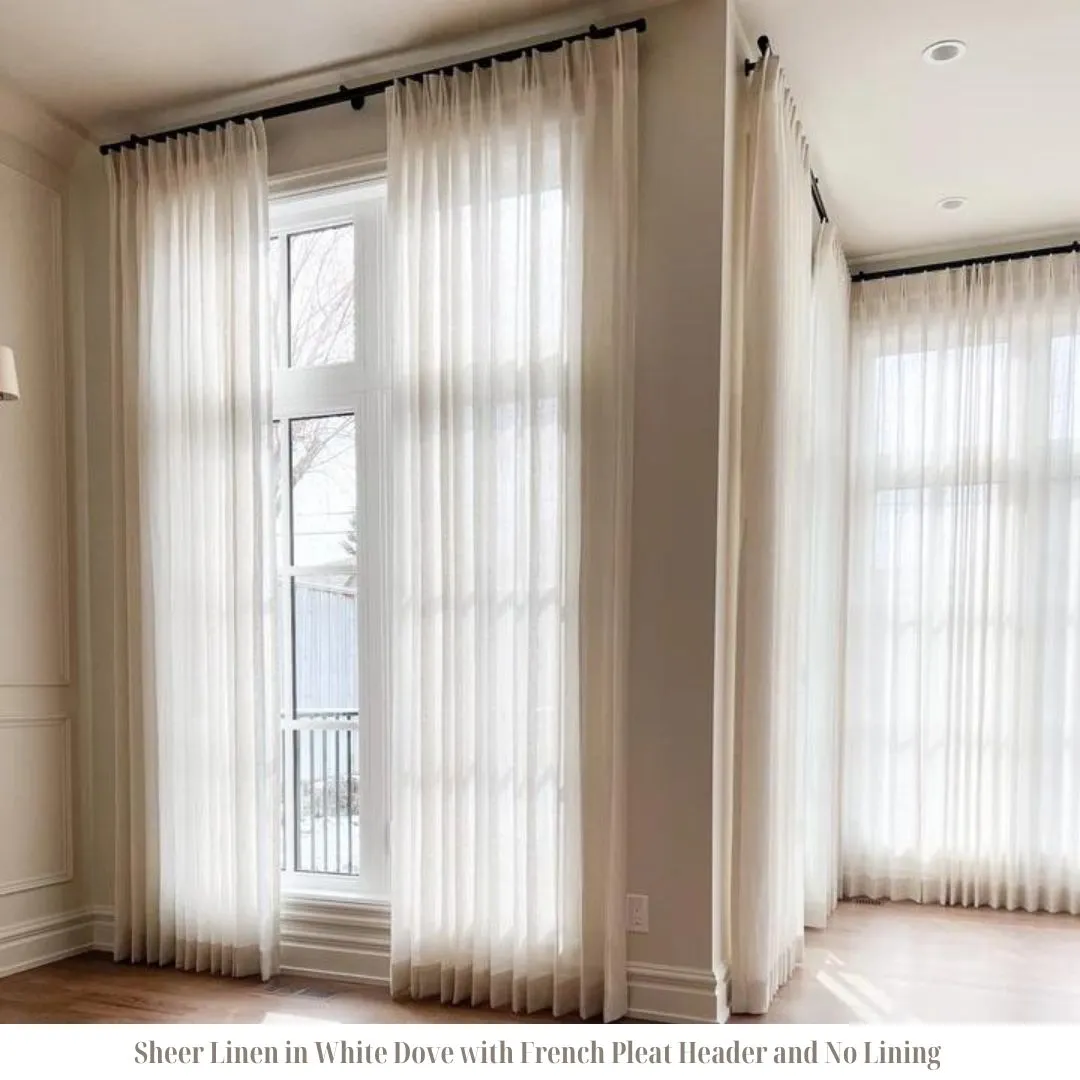 Sheer Linen China White, Ripple fold, NO LINING
