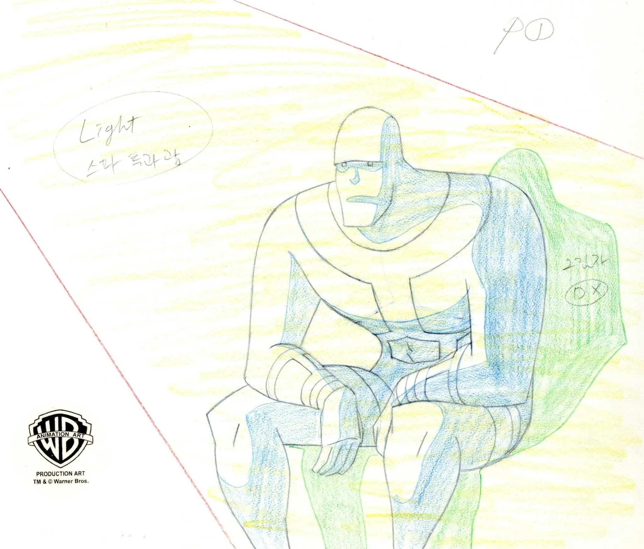 Superman the Animated Series Original Production Cel on Original Background with Matching Drawing: Parasite