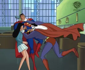 Superman the Animated Series Original Production Cel: Superman, Lois Lane, Bizarro