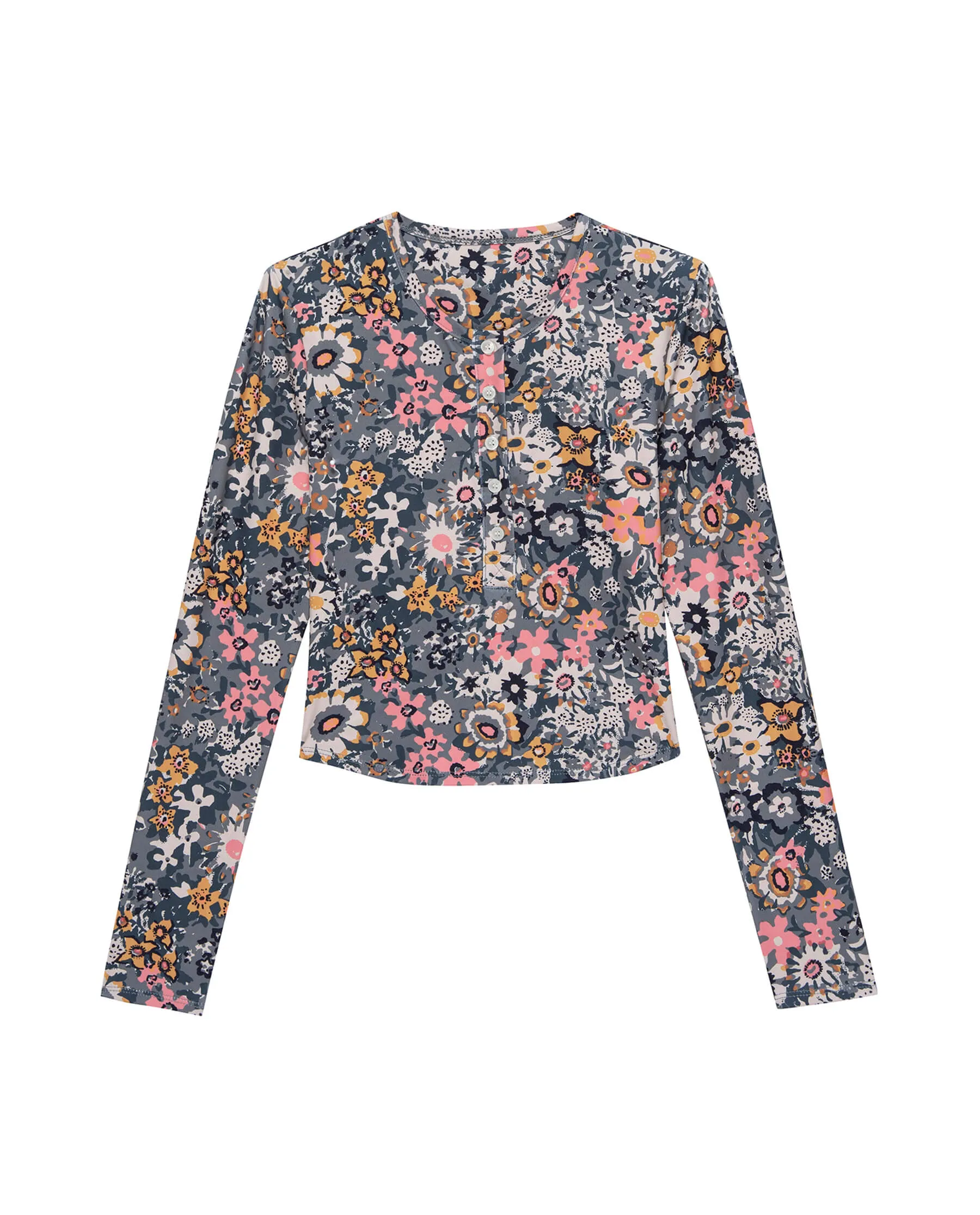 The Rashguard Henley. -- Navy Heirloom Floral