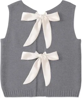 UEU Womens Sweater Vest Bow Tie Back Knitted Tank Tops Casual Crop Vest Tops 2025 Y2K Fashion Clothes