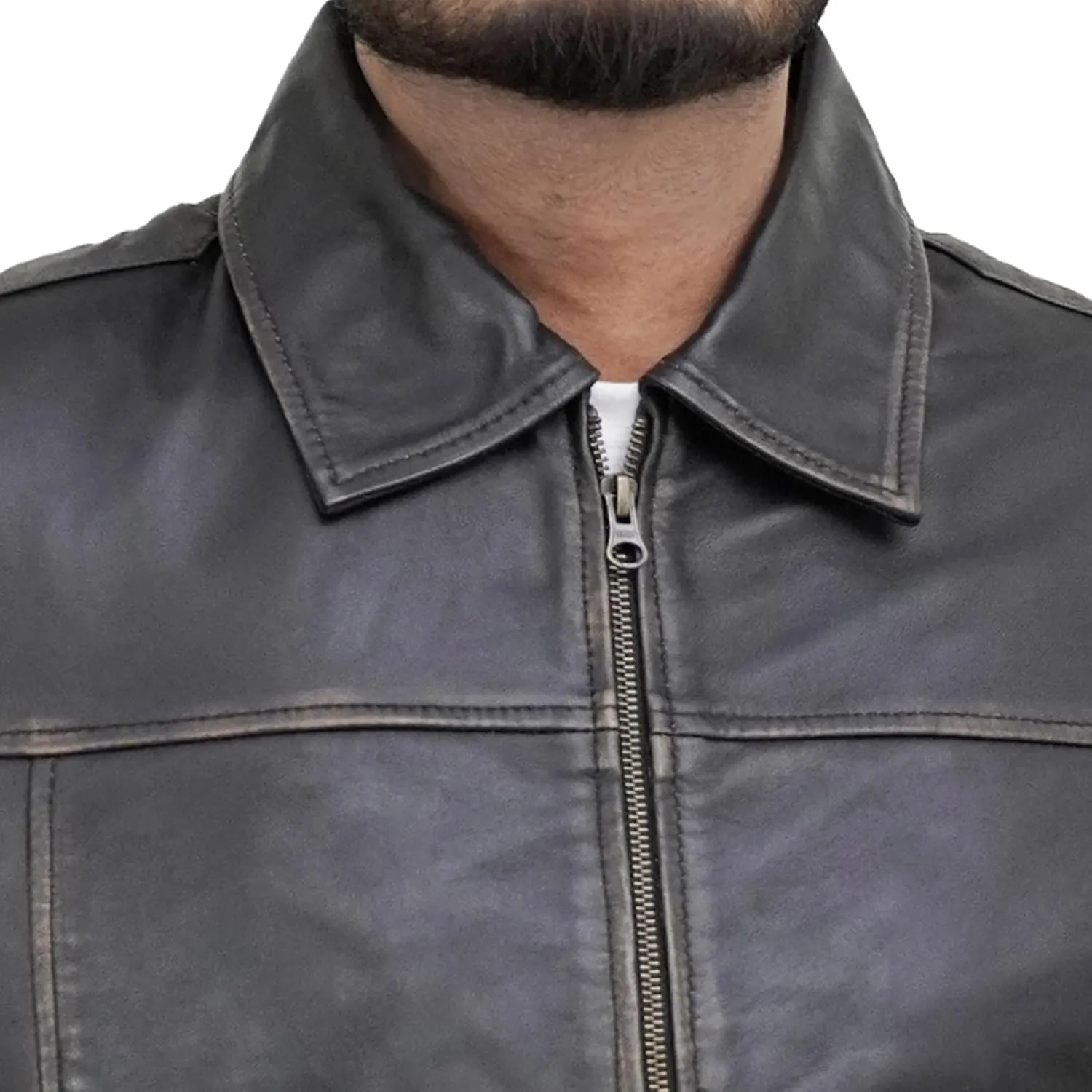 Vintage Leather Jacket Mens - Real Lambskin Classic Turn Down Collar Leather Jackets For Men