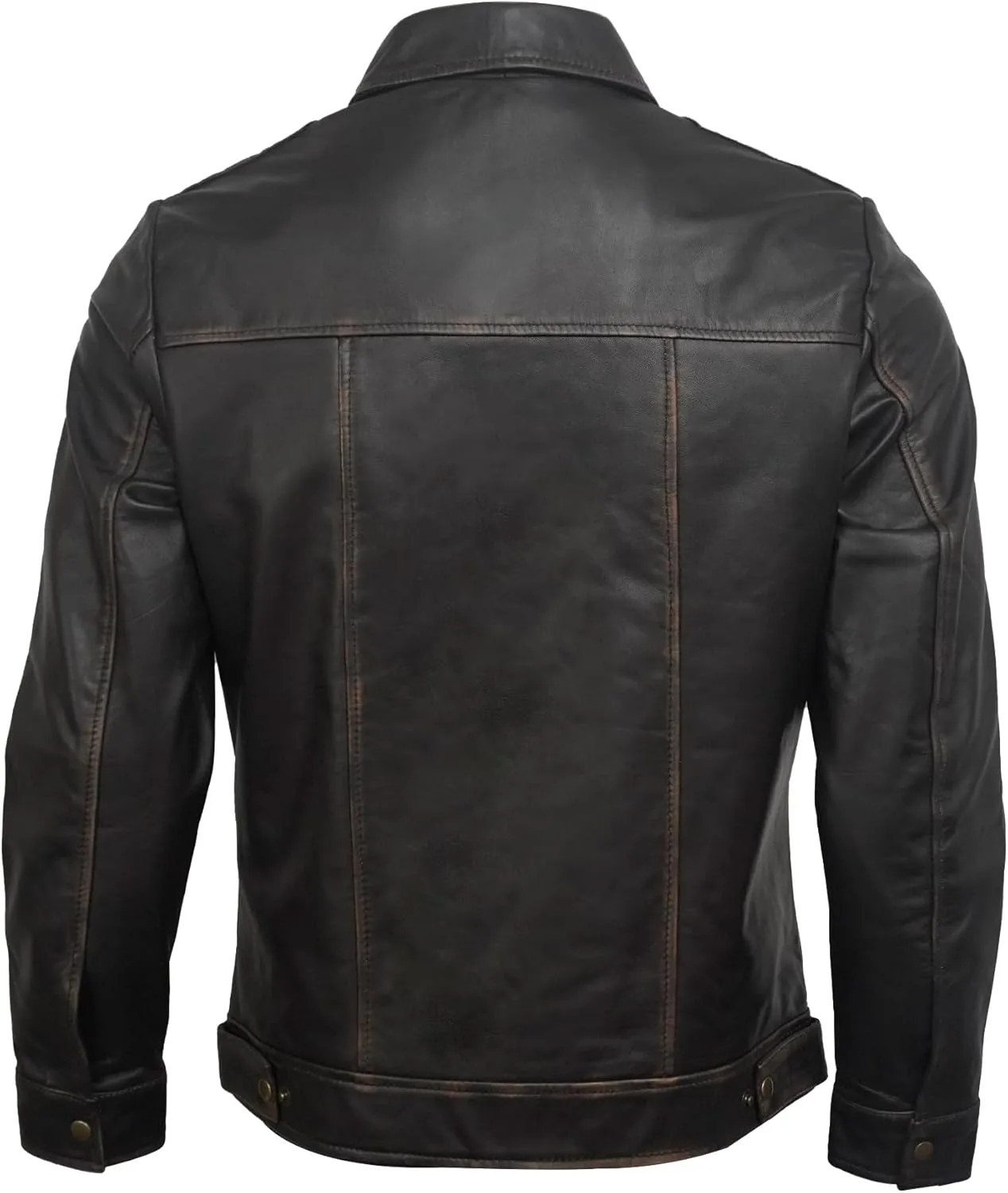 Vintage Leather Jacket Mens - Real Lambskin Classic Turn Down Collar Leather Jackets For Men