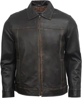 Vintage Leather Jacket Mens - Real Lambskin Classic Turn Down Collar Leather Jackets For Men