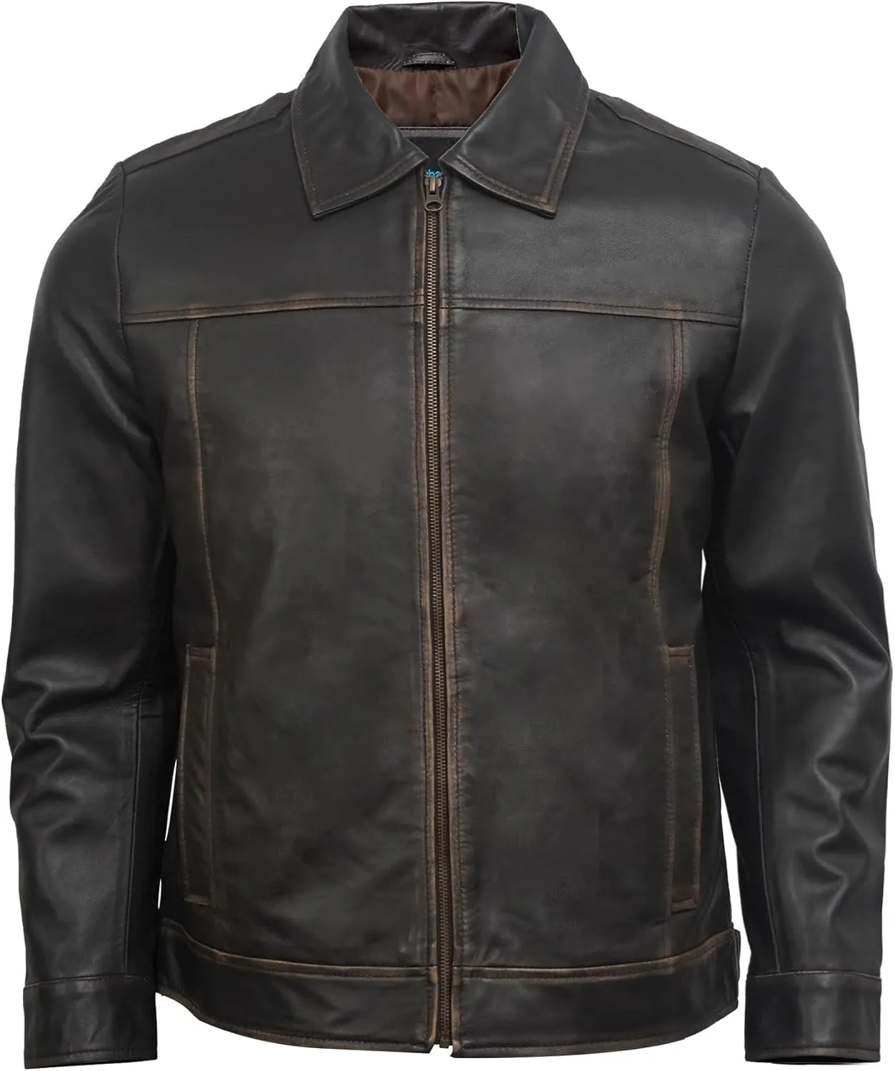 Vintage Leather Jacket Mens - Real Lambskin Classic Turn Down Collar Leather Jackets For Men