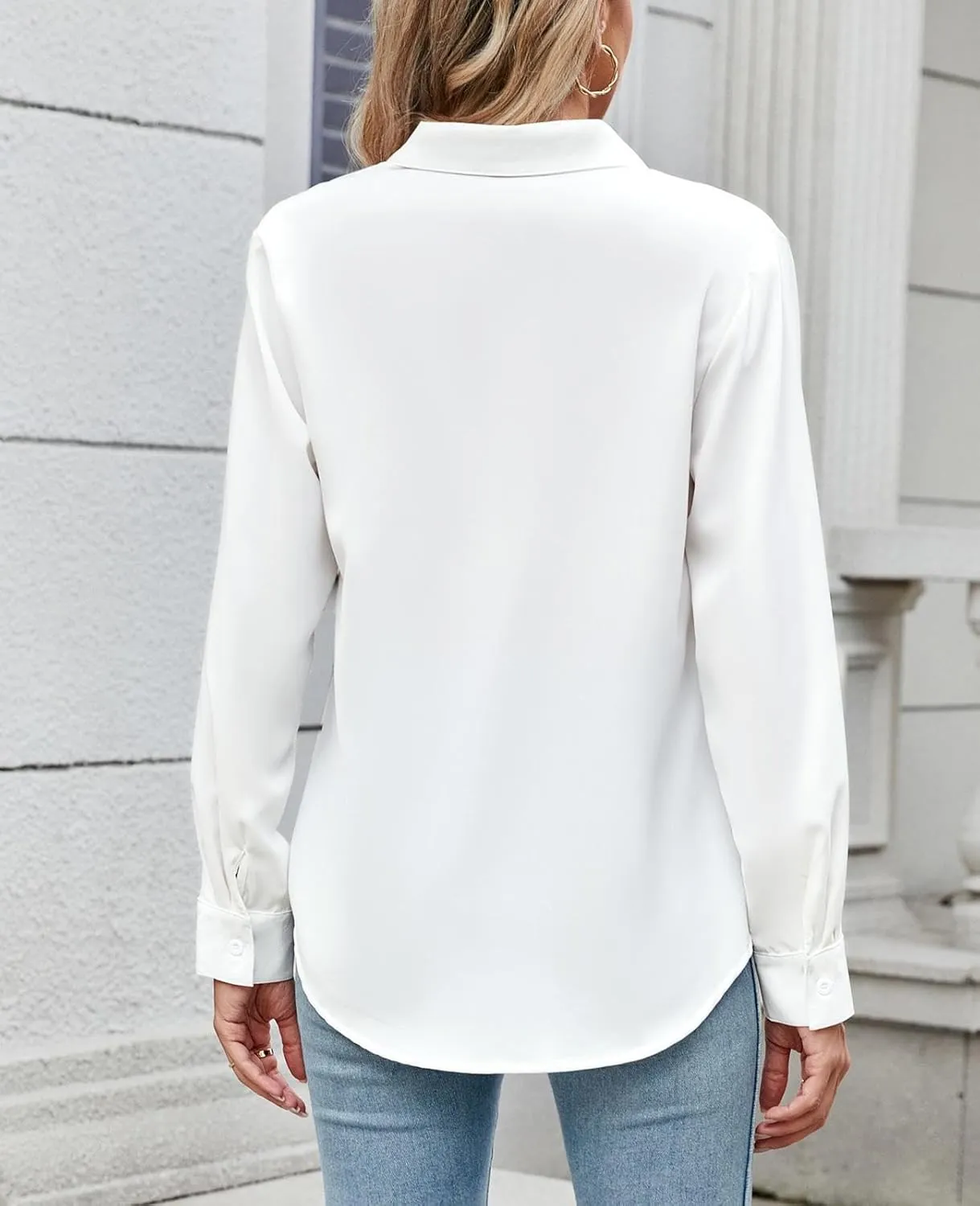 Womens Long Sleeve Button Down Shirt Ultra-Soft Stretch Wrinkle-Free Work Casual Business Office Blouse