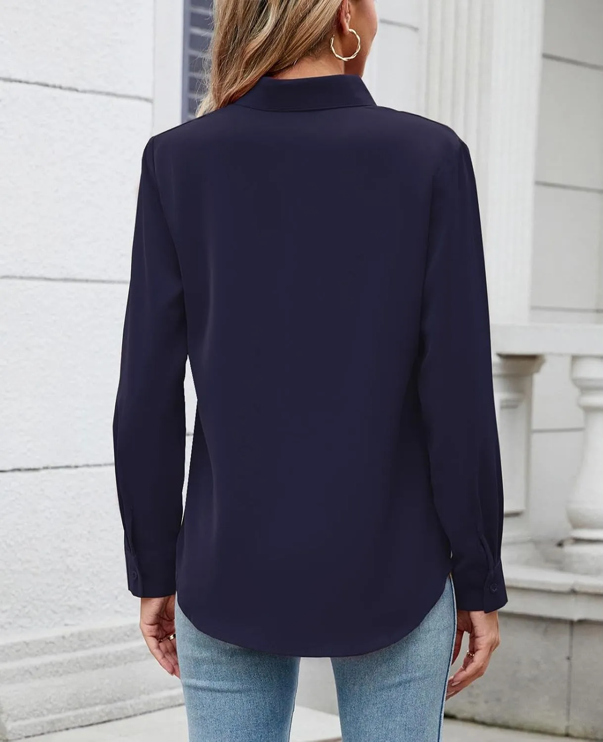 Womens Long Sleeve Button Down Shirt Ultra-Soft Stretch Wrinkle-Free Work Casual Business Office Blouse
